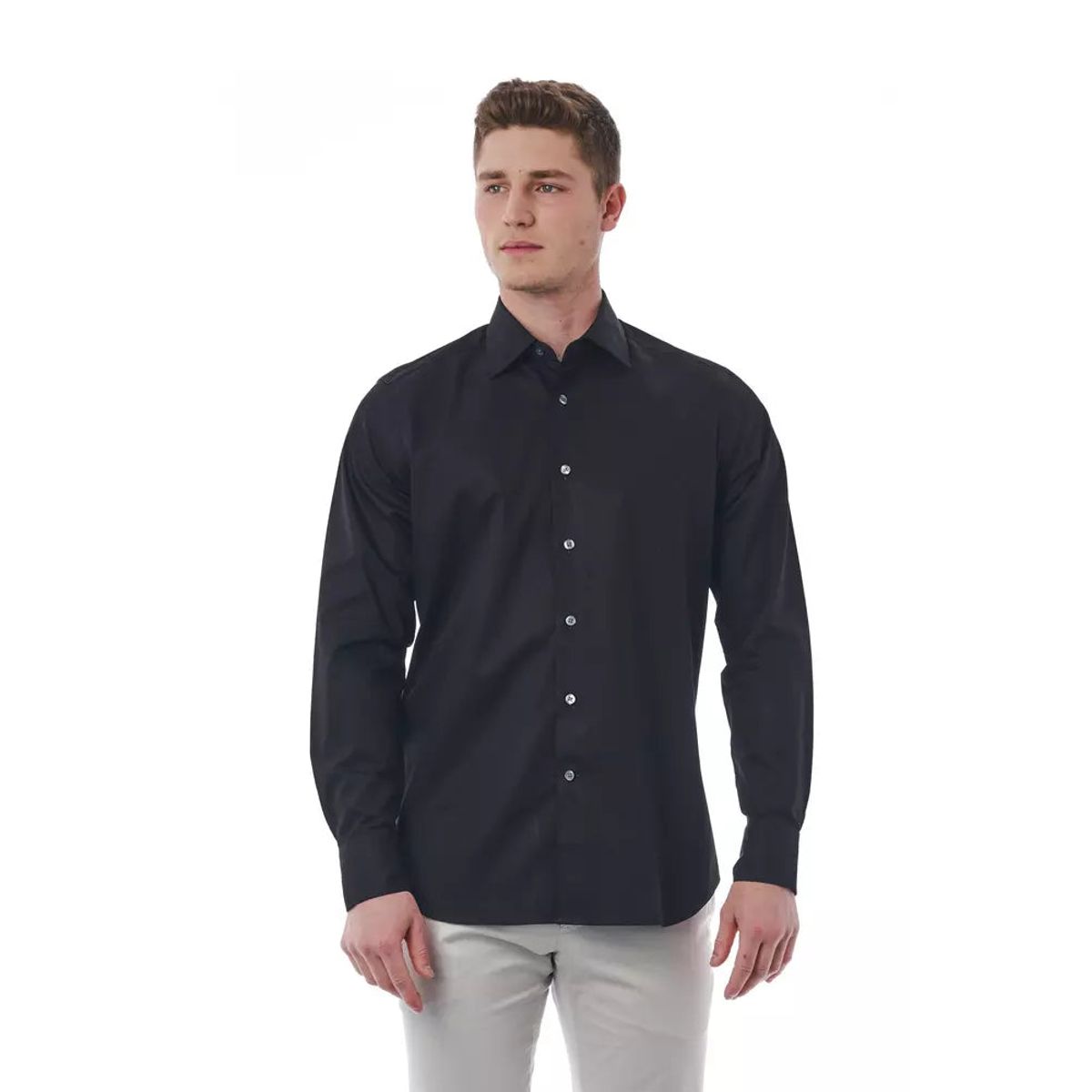 Bagutta Elegant Black Cotton Italian Shirt