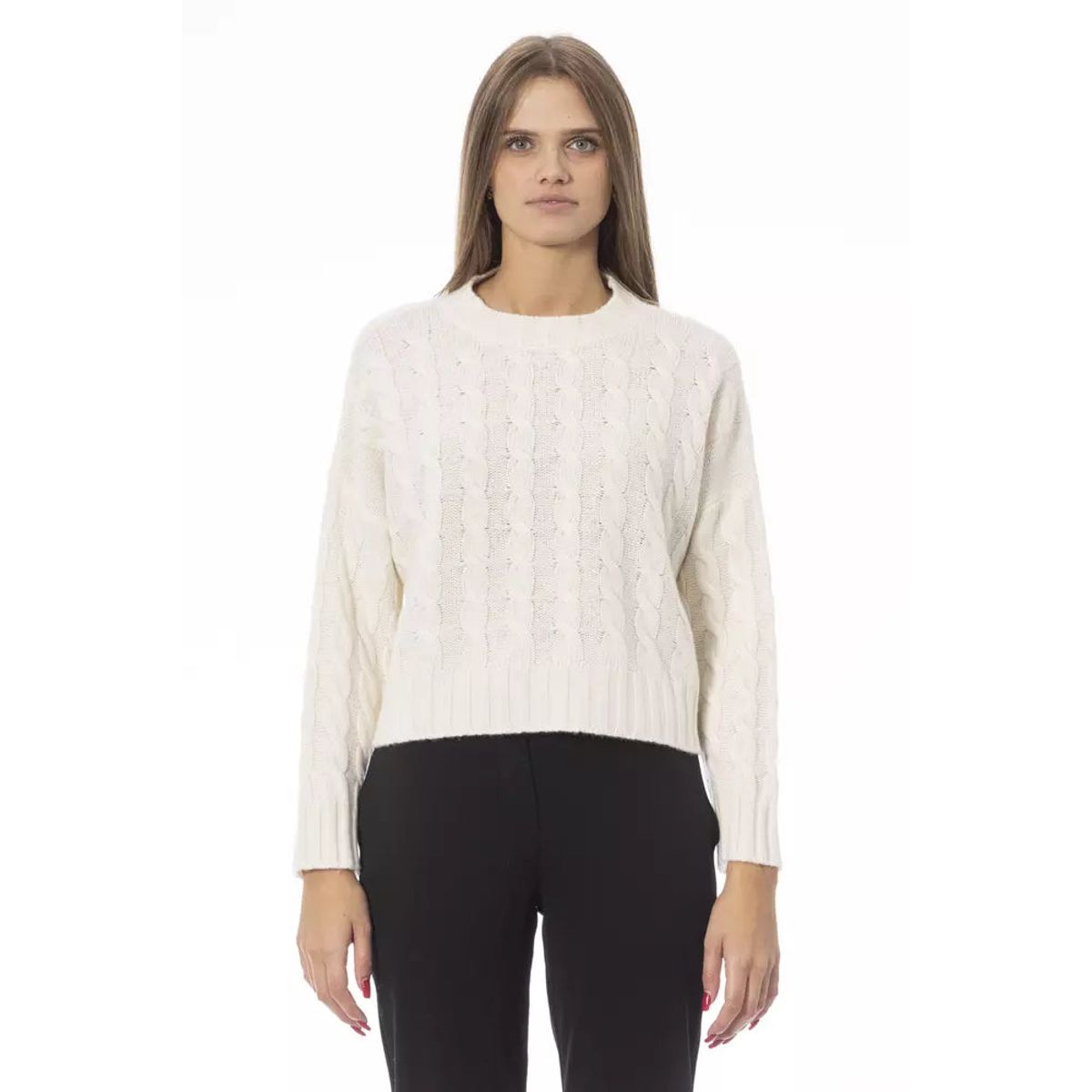 Baldinini Trend Beige Crew Neck Cozy Knit Sweater