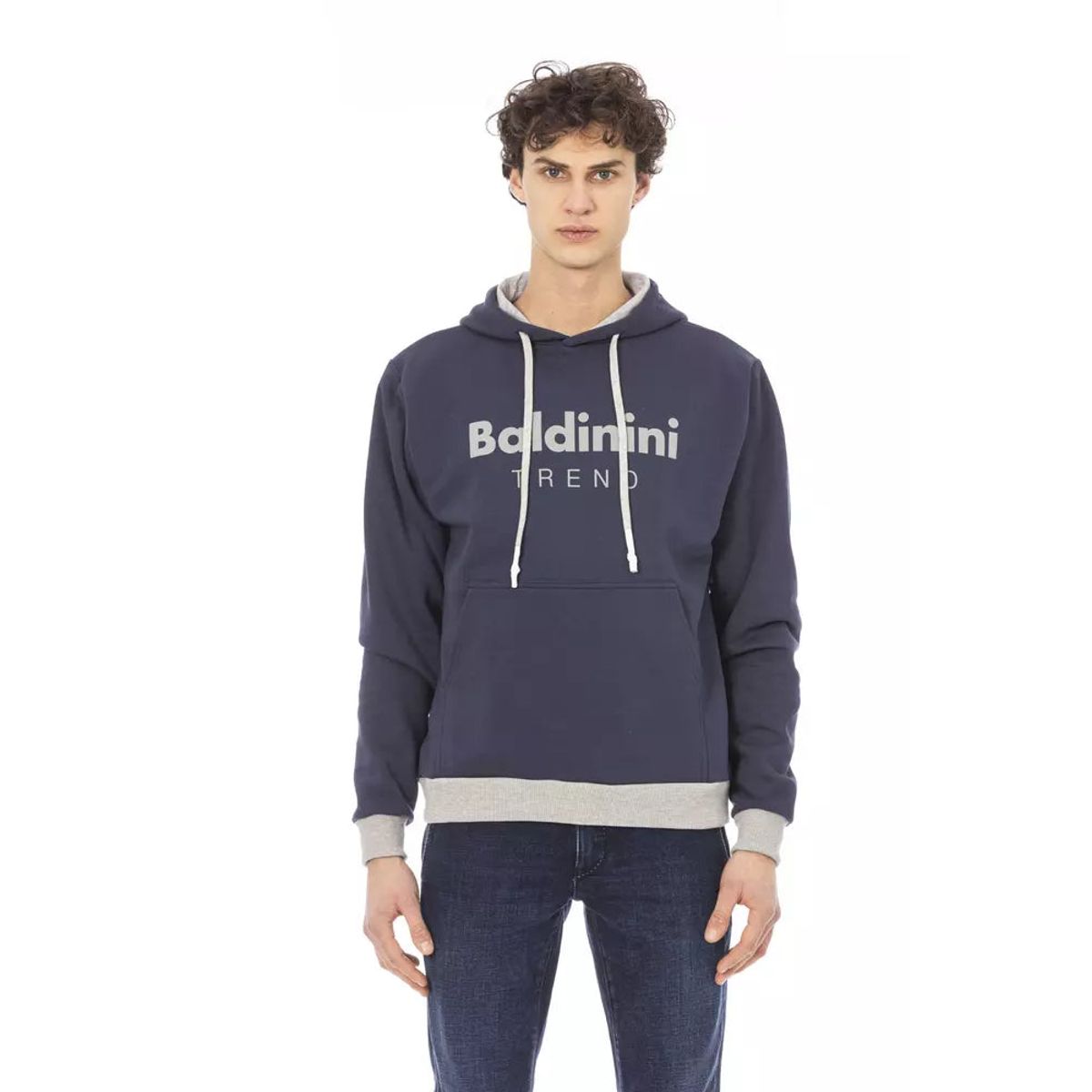 Baldinini Trend Chic Blue Cotton Fleece Hoodie with Front Logo