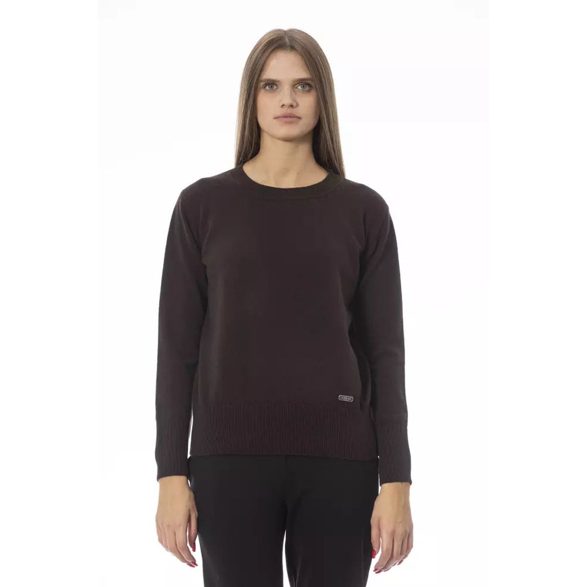 Baldinini Trend Chic Crew Neck Wool-Cashmere Blend Sweater