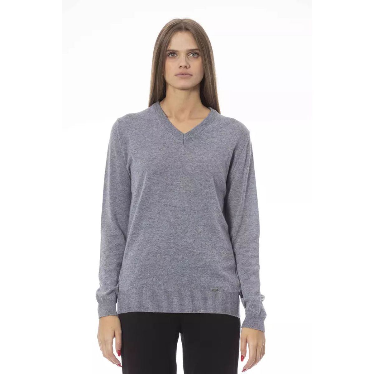 Baldinini Trend Chic V-Neck Cashmere Blend Sweater