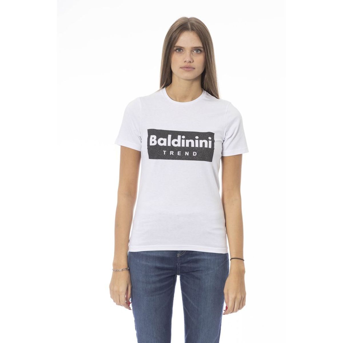 Baldinini Trend Chic White Cotton Tee with Signature Detail