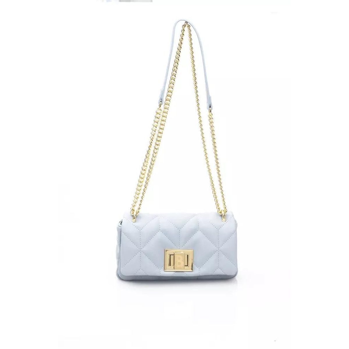 Baldinini Trend Elegant Light Blue Shoulder Bag with Golden Accents