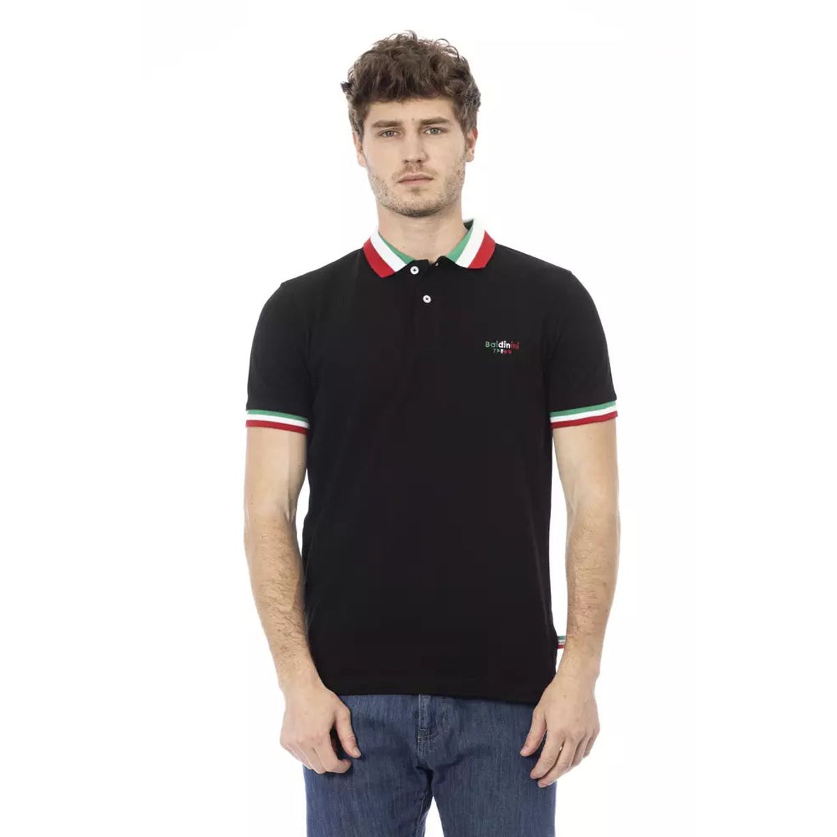 Baldinini Trend Tricolor Collar Cotton Polo Shirt