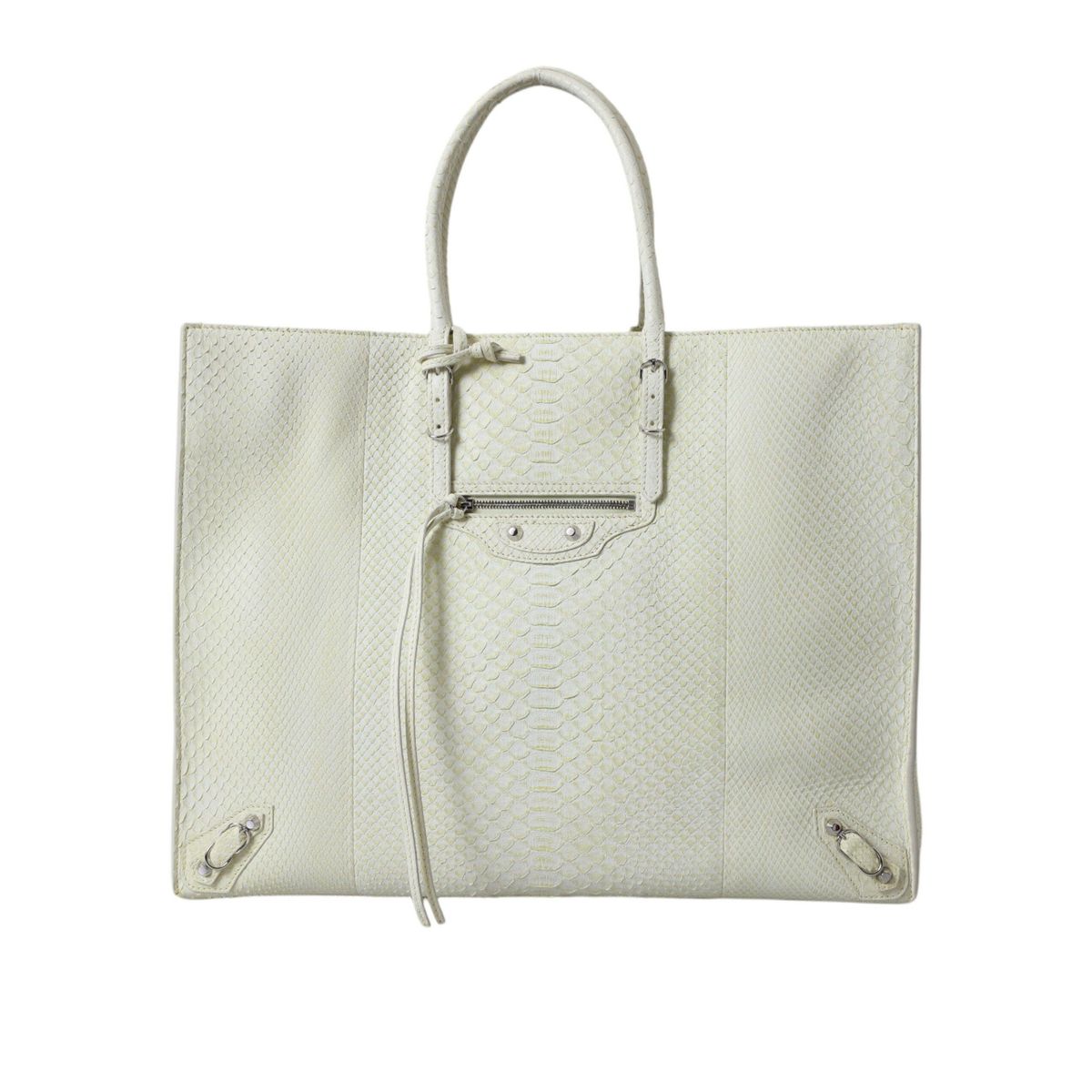 Balenciaga Chic Python Leather Tote in White & Yellow