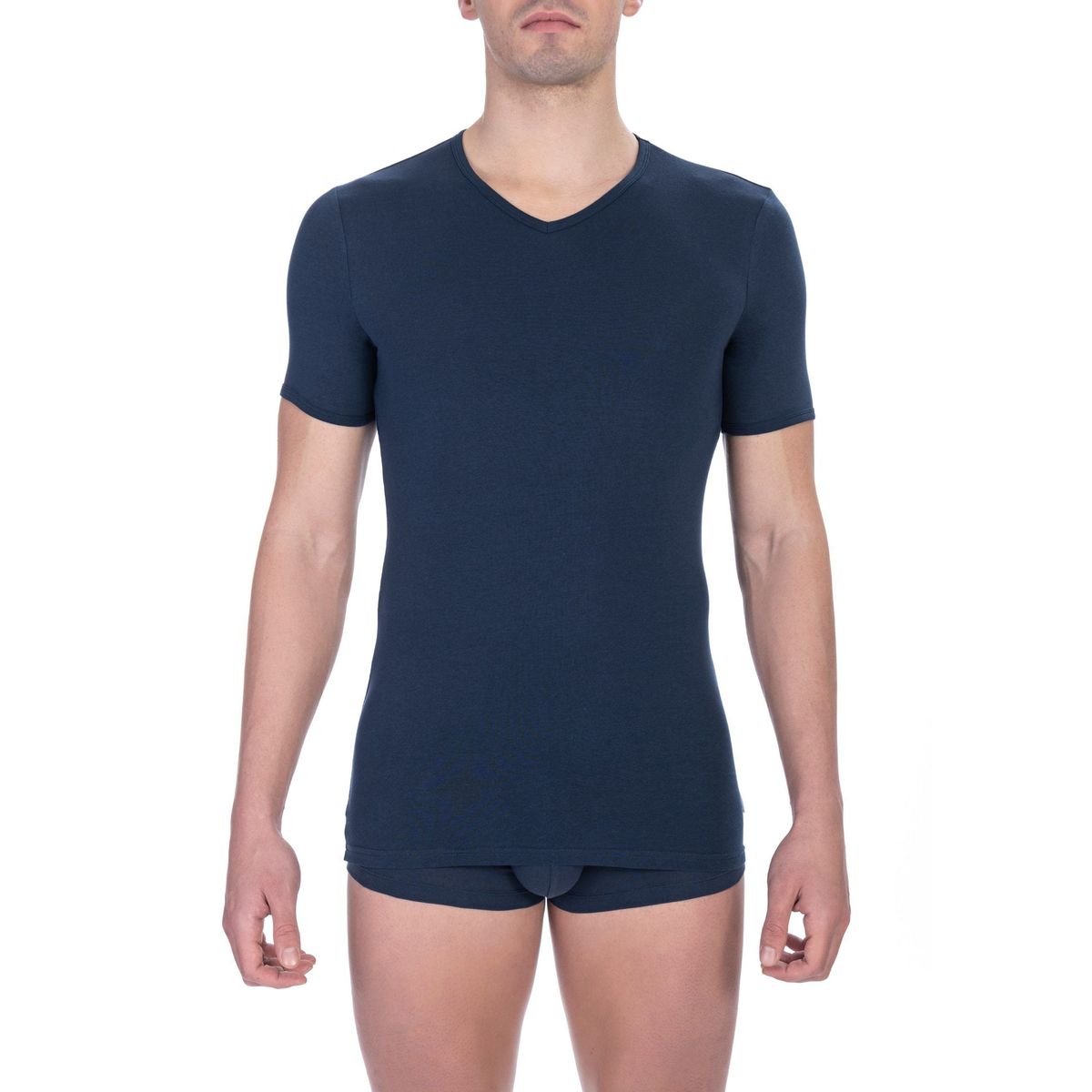 Bikkembergs Elegant V-Neck T-Shirt in Blue