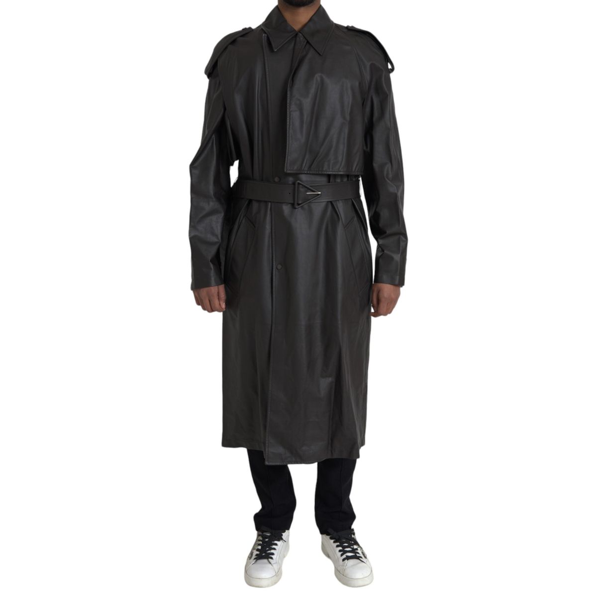 Bottega Veneta Black Matte Waterproof Leather Coat Jacket