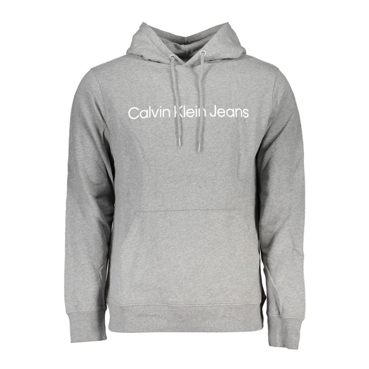 Calvin Klein Chic Gray Hooded Sweatshirt with Central Pocket