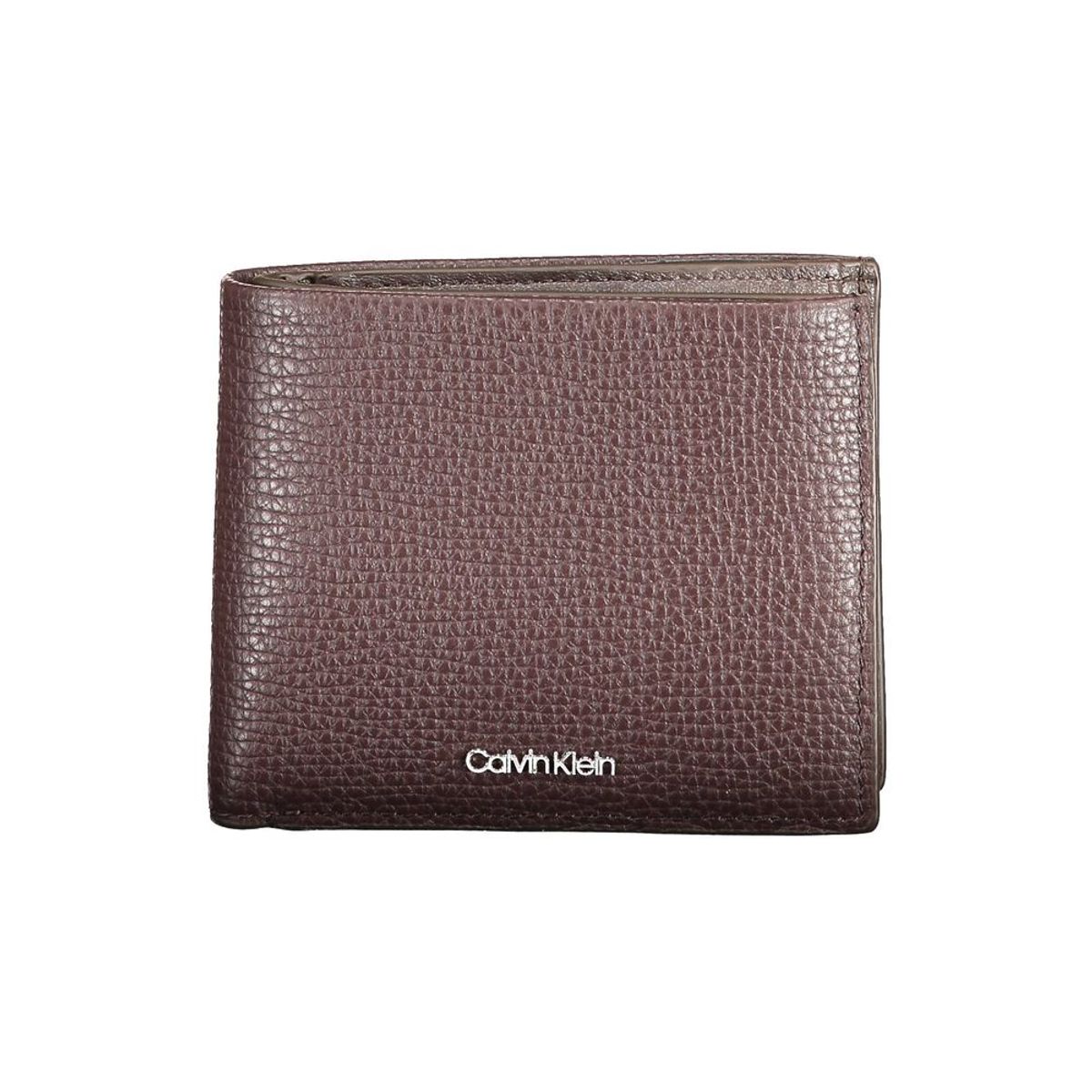 Calvin Klein Elegant Brown Leather Wallet with Coin Purse