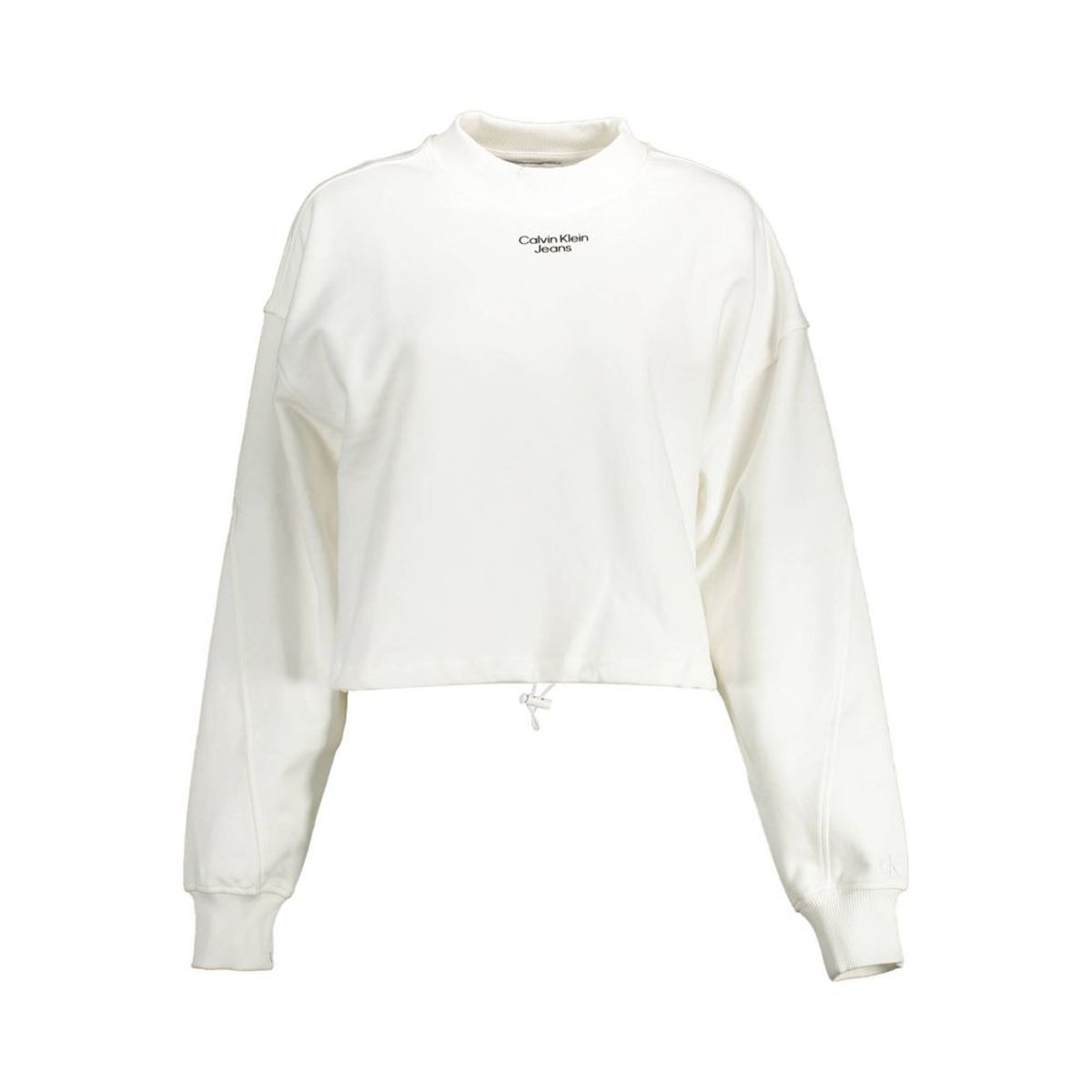 Calvin Klein Elegant White Cotton Sweatshirt with Chic Details