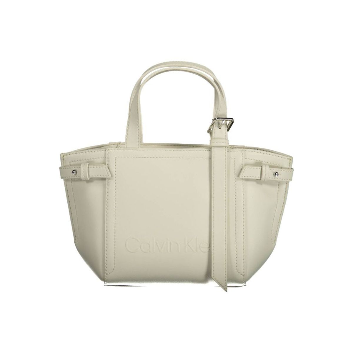 Calvin Klein Sleek White Double Handle Satchel Bag