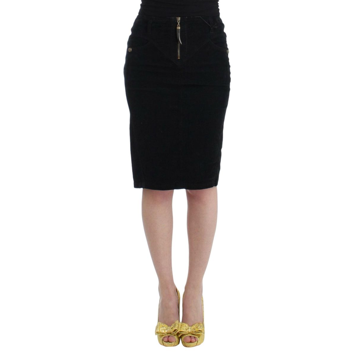 Cavalli Elegant Black Pencil Skirt for Sophisticated Style