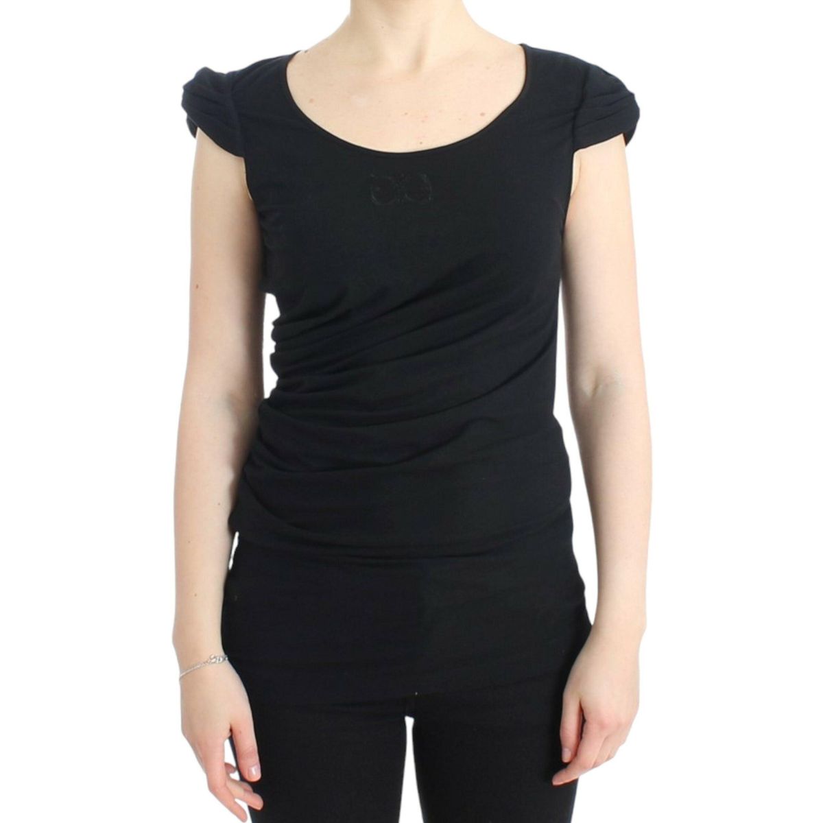 Cavalli Elegant Cap Sleeve Black Top