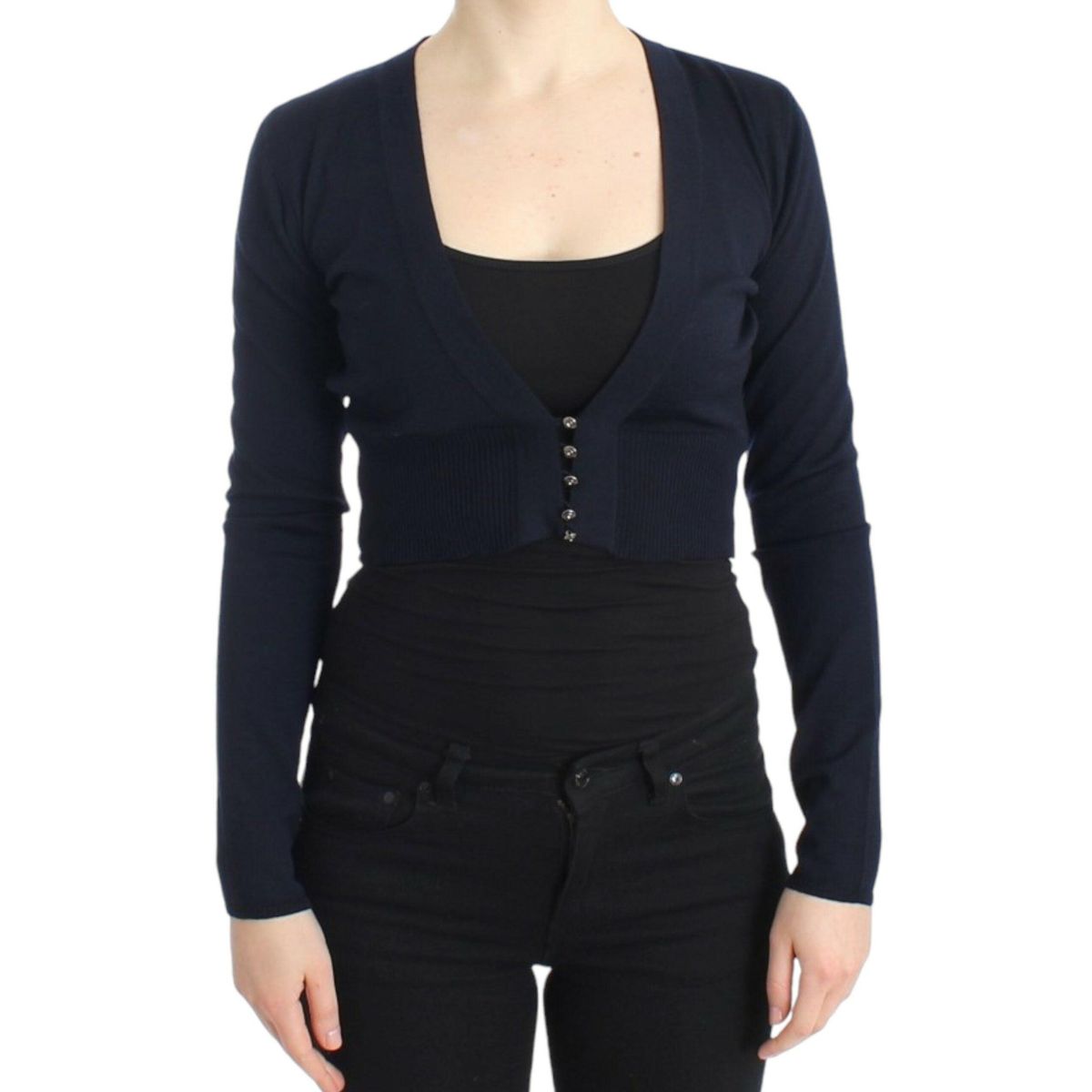 Cavalli Elegant Cropped Virgin Wool Cardigan