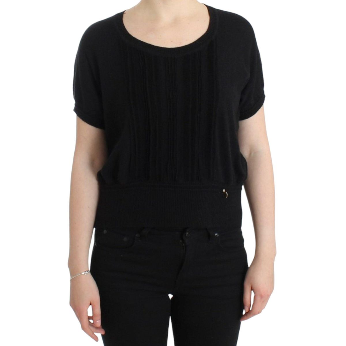 Cavalli Elegant Short Sleeved Black Jumper