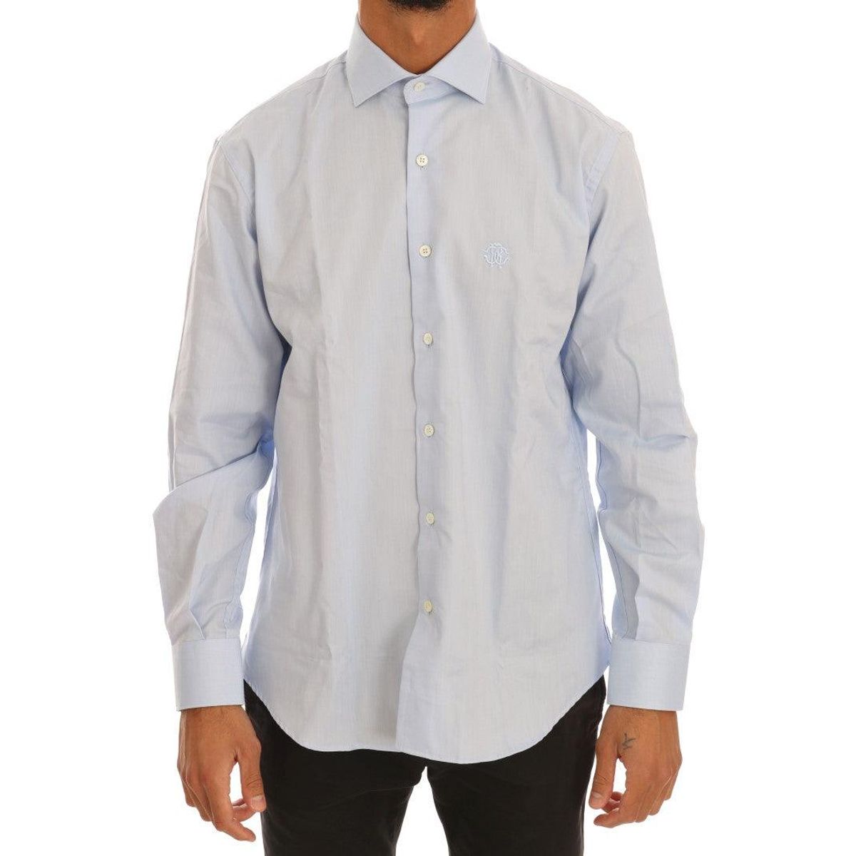 Cavalli Light Blue Cotton Dress Shirt