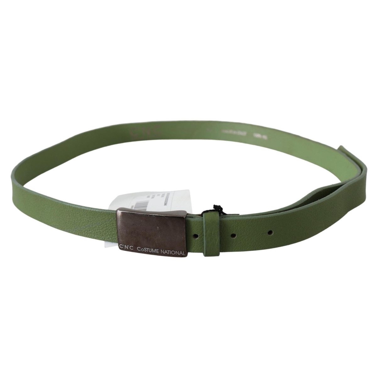 Costume National Chic Green Leather Waist Belt with Silver Buckle