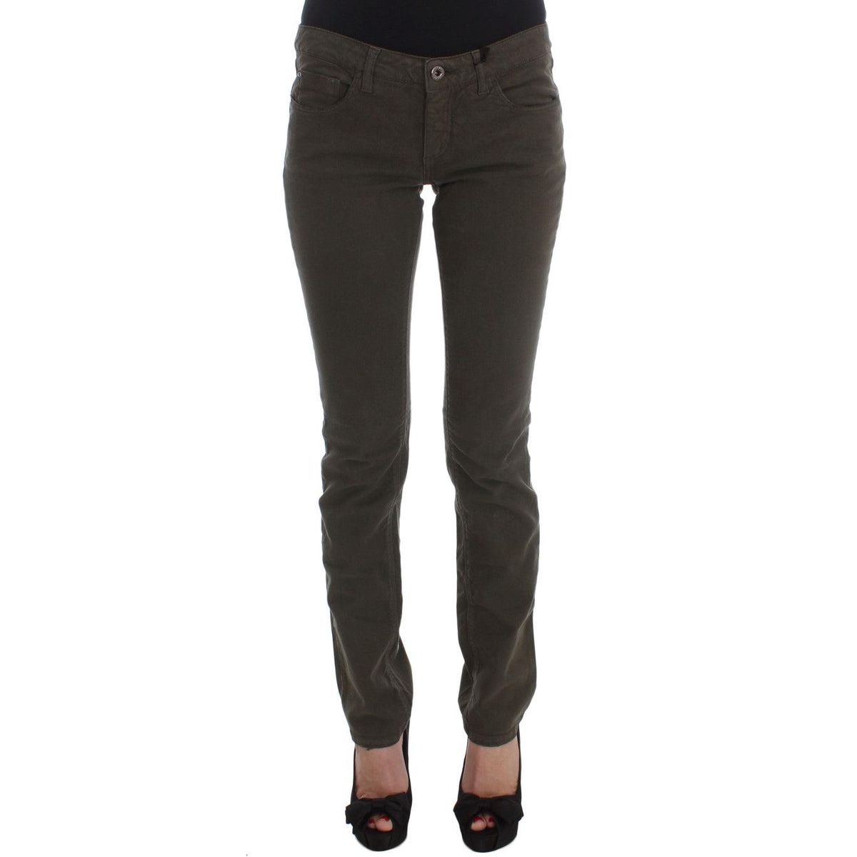 Costume National Chic Slim Fit Green Cotton Jeans