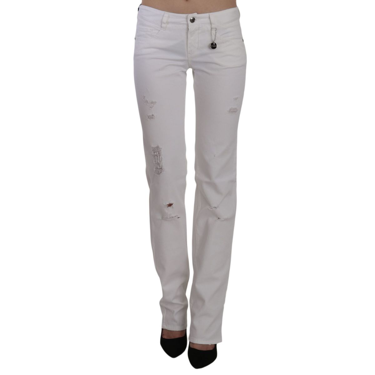 Costume National Chic White Slim Fit Cotton Jeans