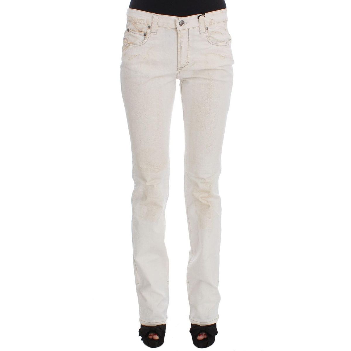 Costume National Chic White Slim Fit Designer Jeans