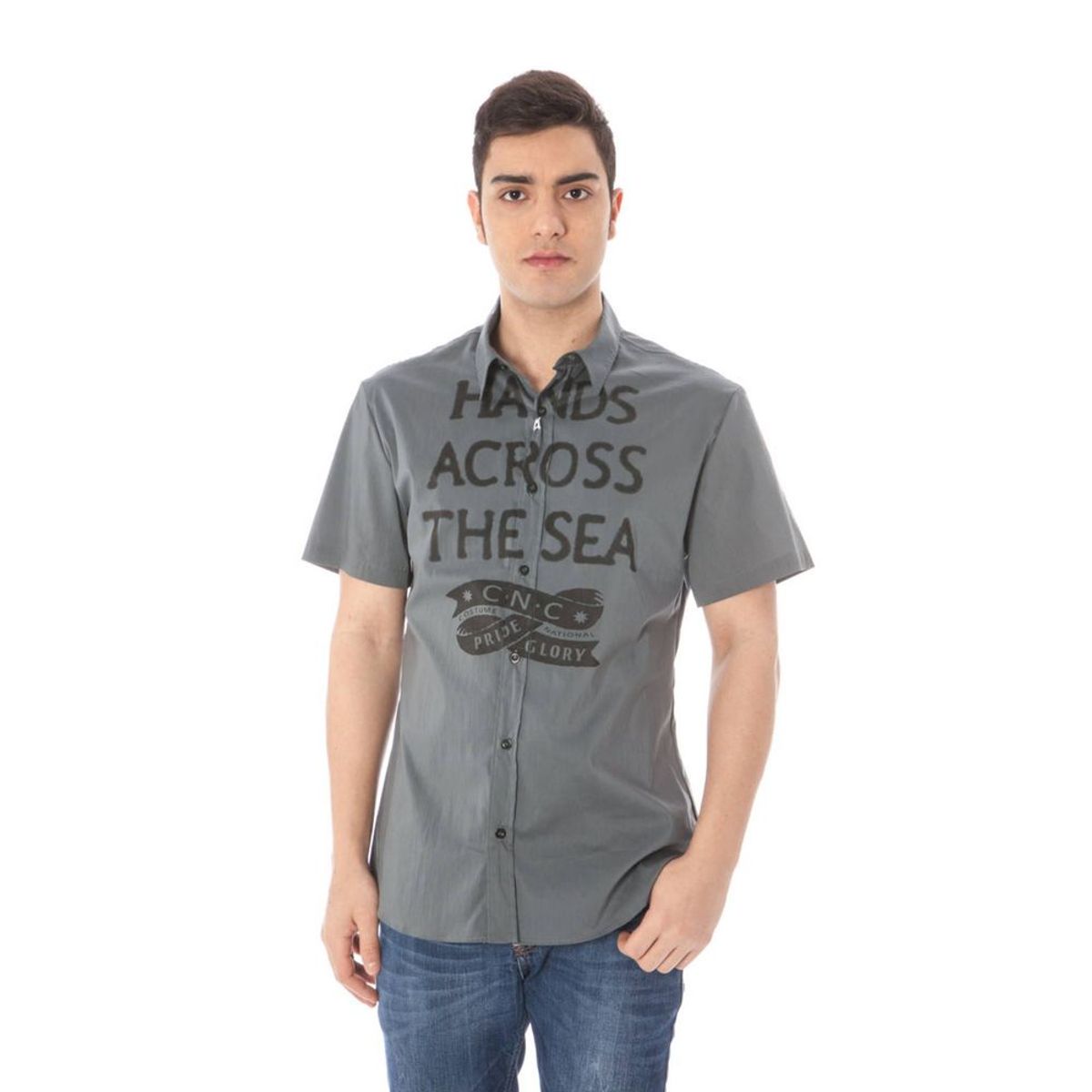 Costume National Gray Cotton Men Shirt