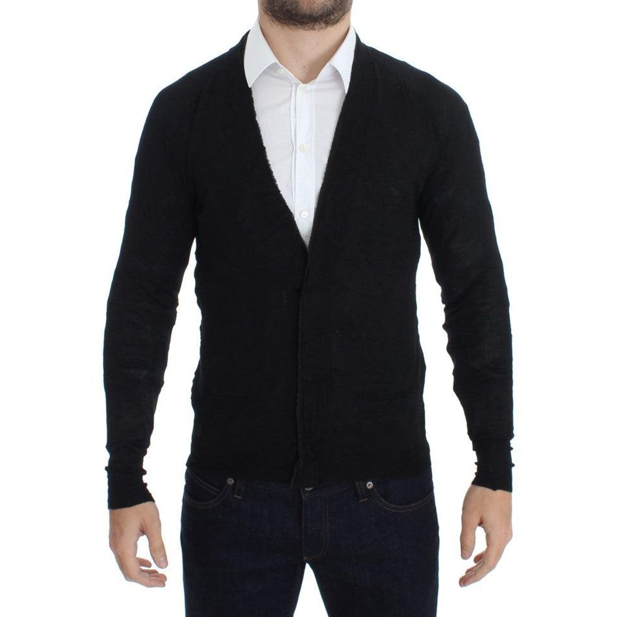 Costume National Elegant Black Merino Wool Cardigan