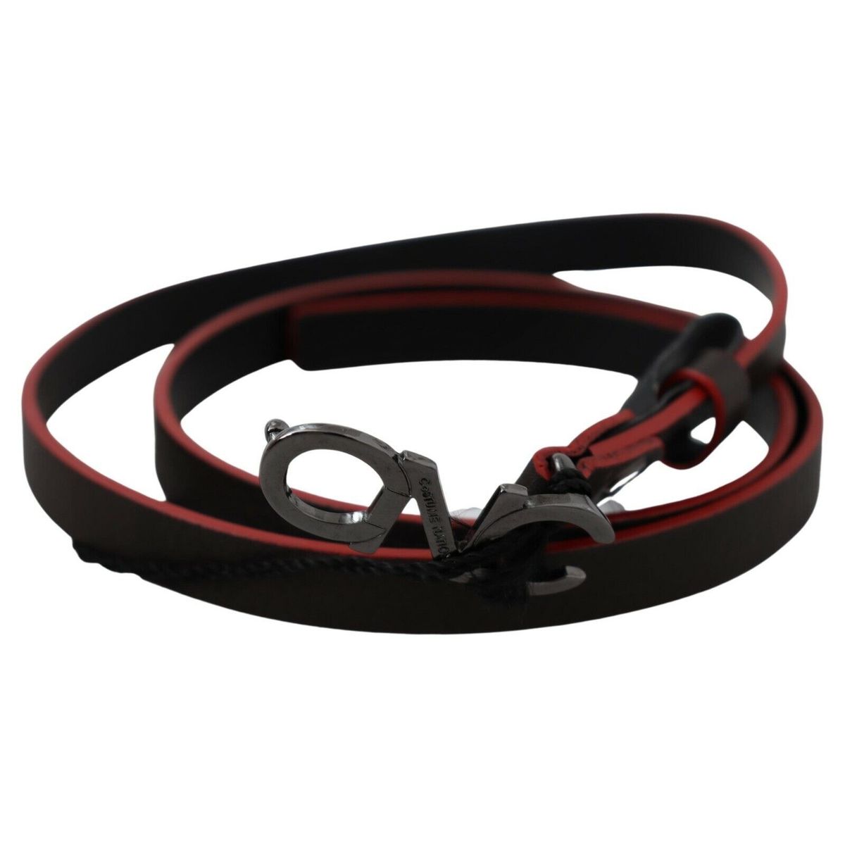 Costume National Maroon & Black Italian Leather Fashion Belt