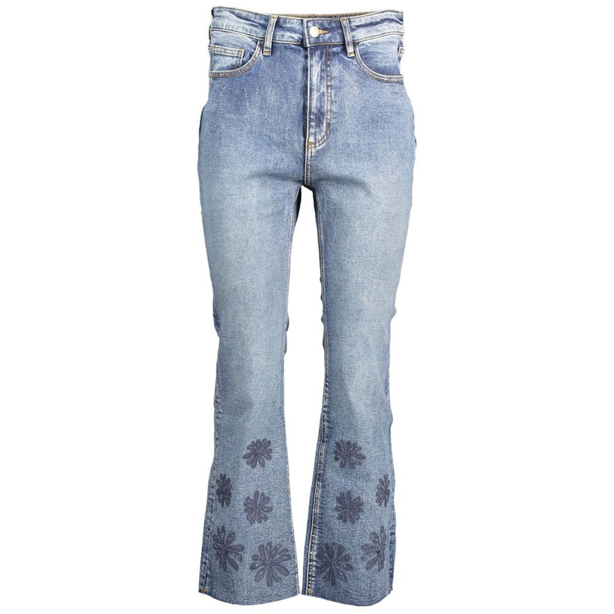 Desigual Chic Embroidered Faded Jeans with Contrasting Accents