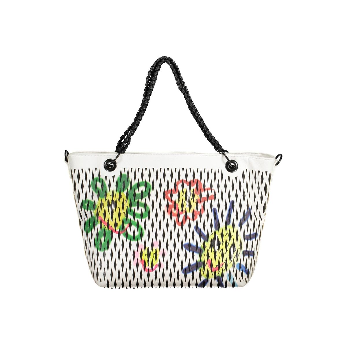 Desigual Chic White Chain-Handle Shoulder Bag