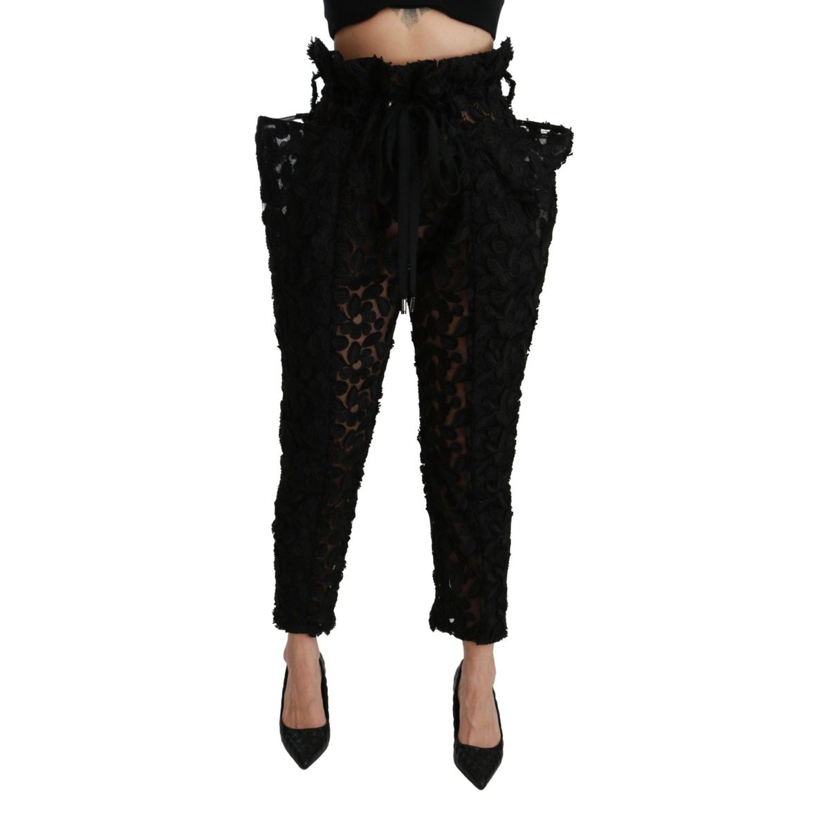 Dolce & Gabbana Chic Tapered High Waist Lace Pants