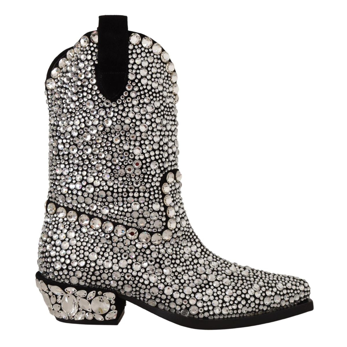 Dolce & Gabbana Crystal-Embellished Black Suede Boots