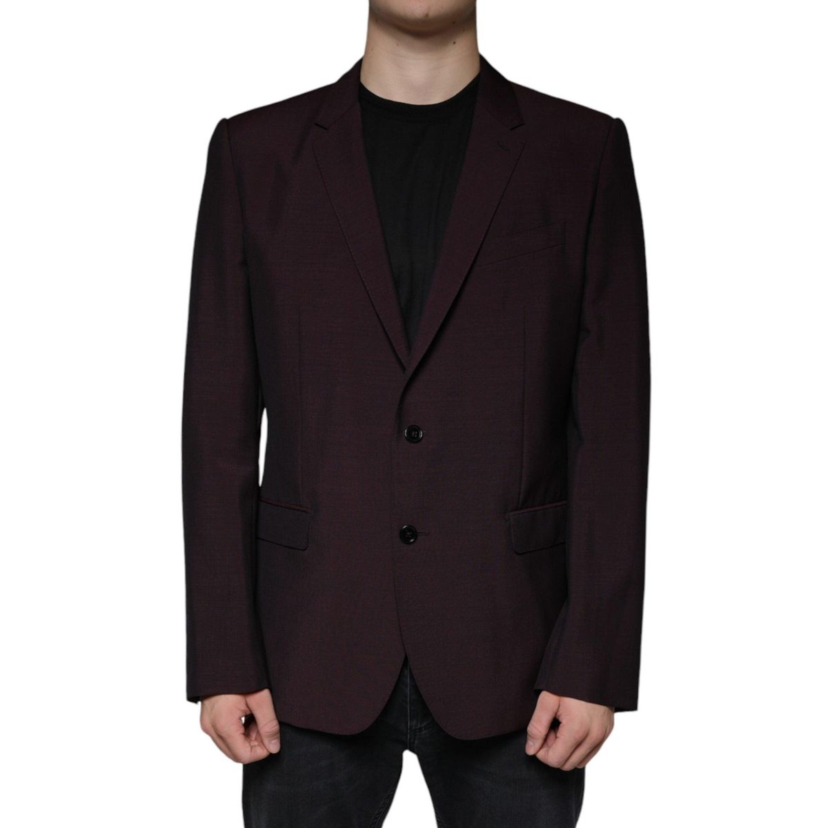 Dolce & Gabbana Bordeaux Wool Single Breasted Dress Blazer