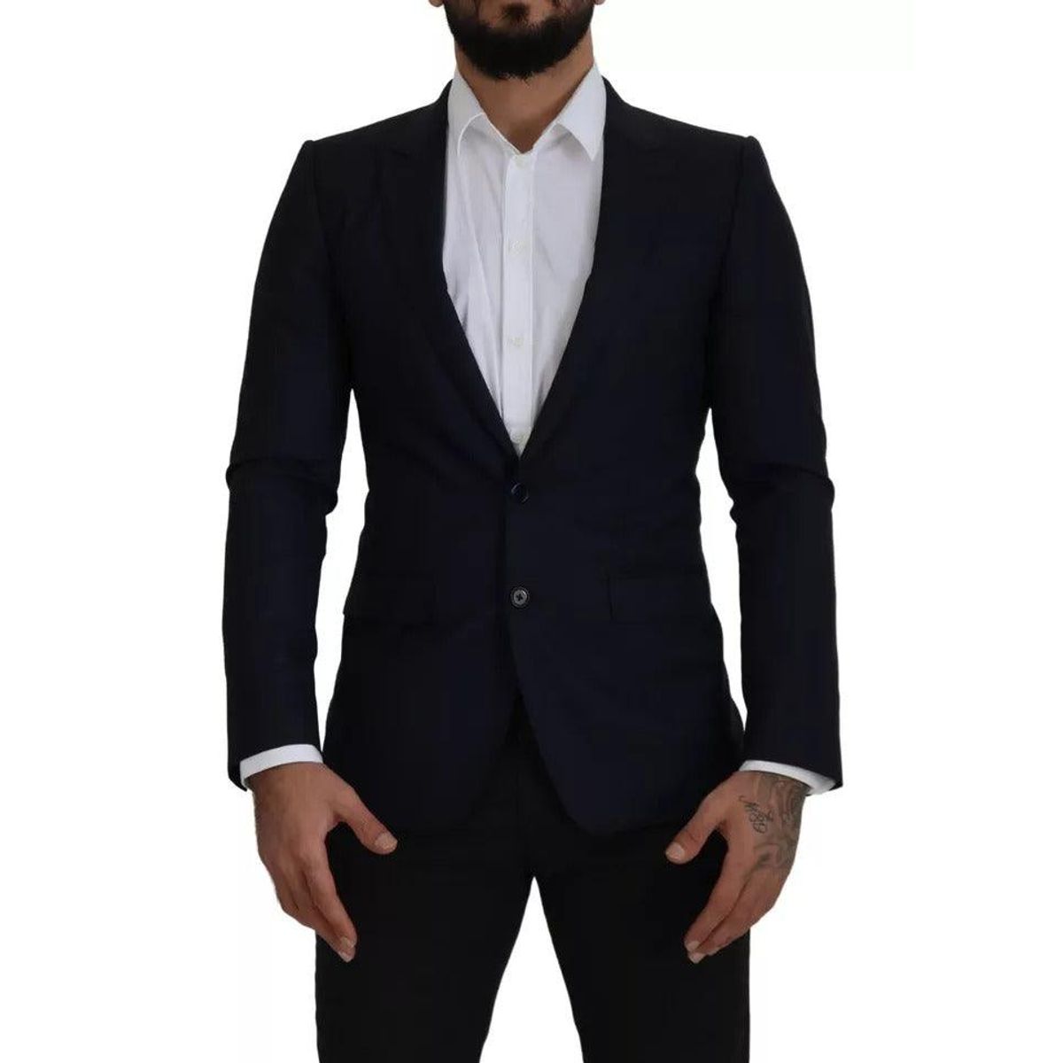 Dolce & Gabbana Blue Wool Single Breasted Coat Herre Blazer