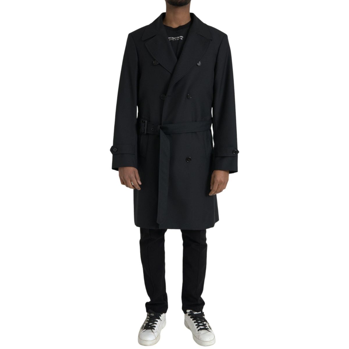 Dolce & Gabbana Black Double Breasted Trench Coat Jacket