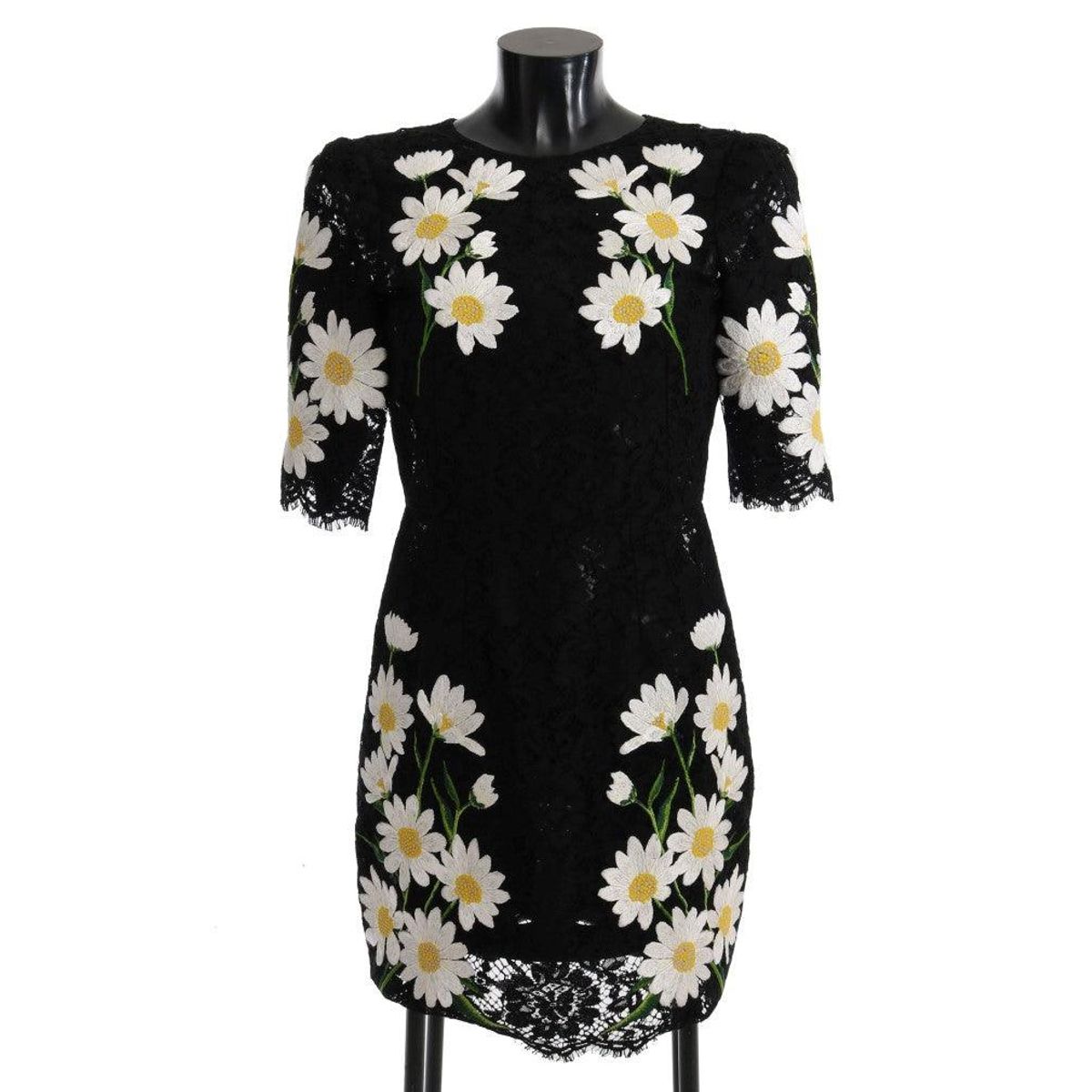 Dolce & Gabbana Black Floral Lace Chamomile Embroidered Dress