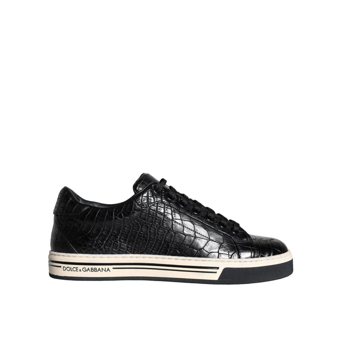 Dolce & Gabbana Black Leather Herre Low Top Sneakers Sko