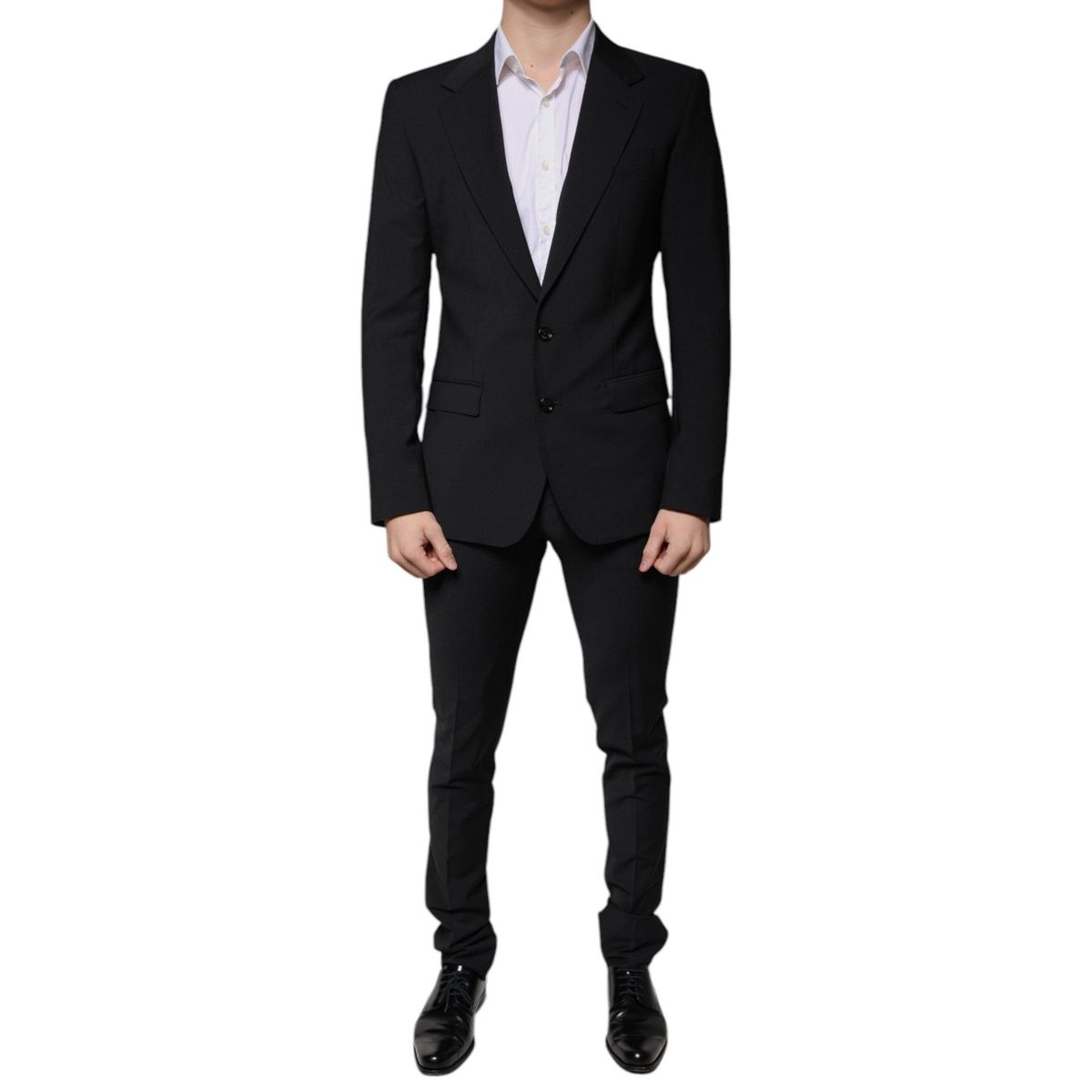 Dolce & Gabbana Black Wool 3 Piece Slim Fit Formal Men Suit