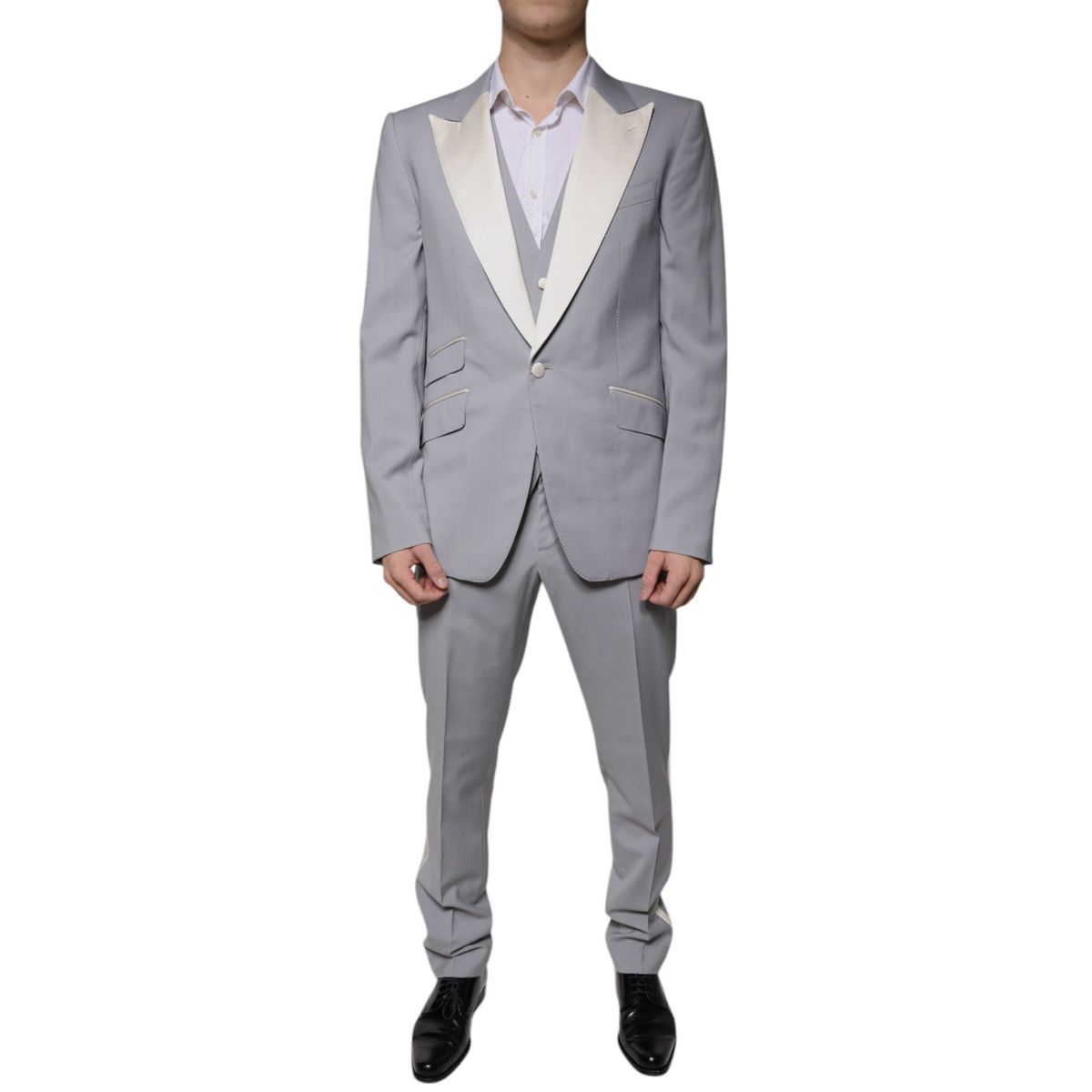 Dolce & Gabbana Gray Wool 3 Piece Slim Fit Formal Suit