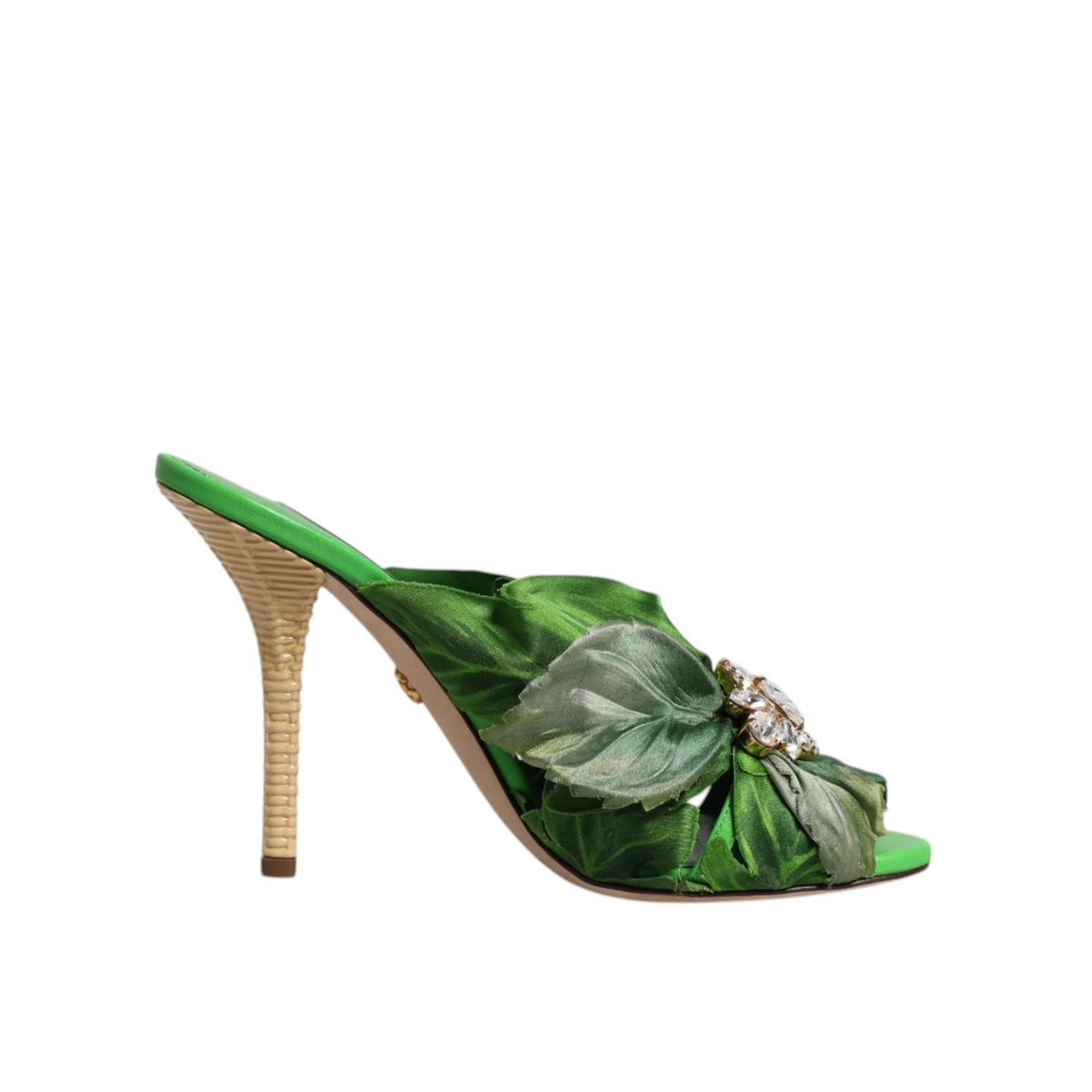 Dolce & Gabbana Green Crystal Slides KEIRA Sandal Shoes