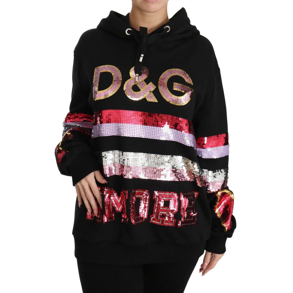 Dolce & Gabbana DG Sequined Hooded Pullover Sweater