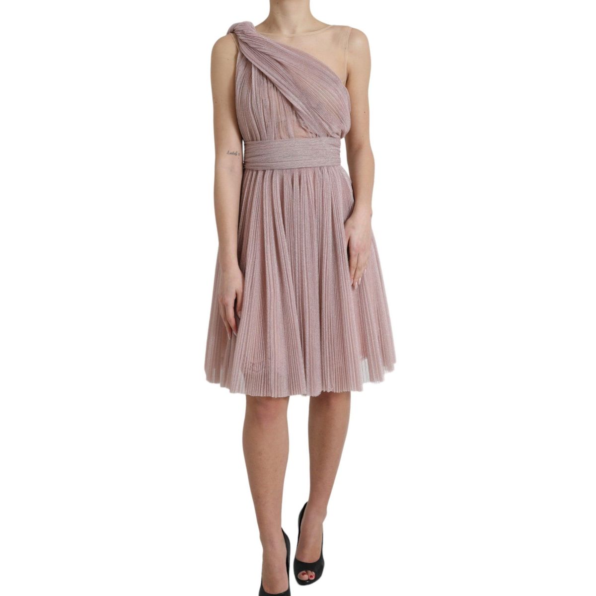 Dolce & Gabbana Elegant Asymmetrical Pink Tulle Dress