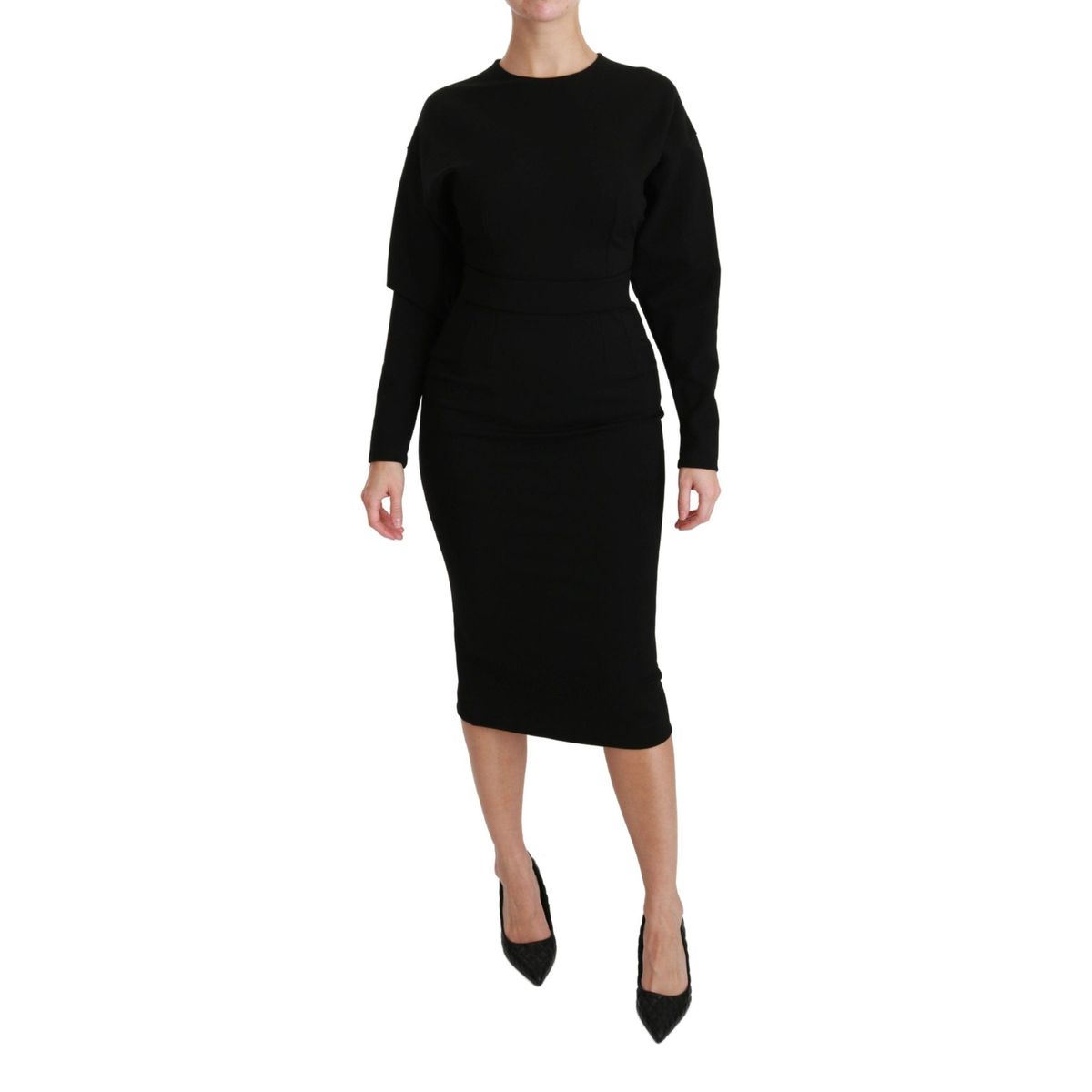 Dolce & Gabbana Elegant Black Bodycon Sheath Midi Dress