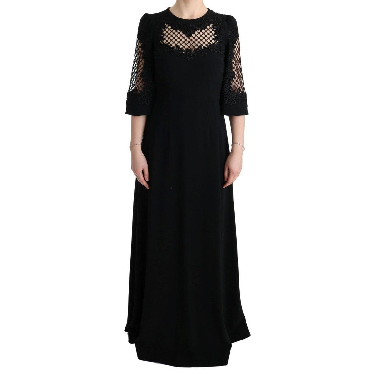 Dolce & Gabbana Elegant Black Floral Maxi Dress