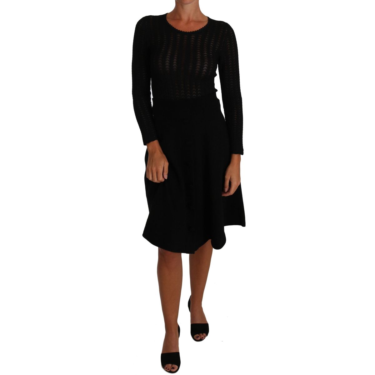 Dolce & Gabbana Elegant Black Knitted Sheath Dress