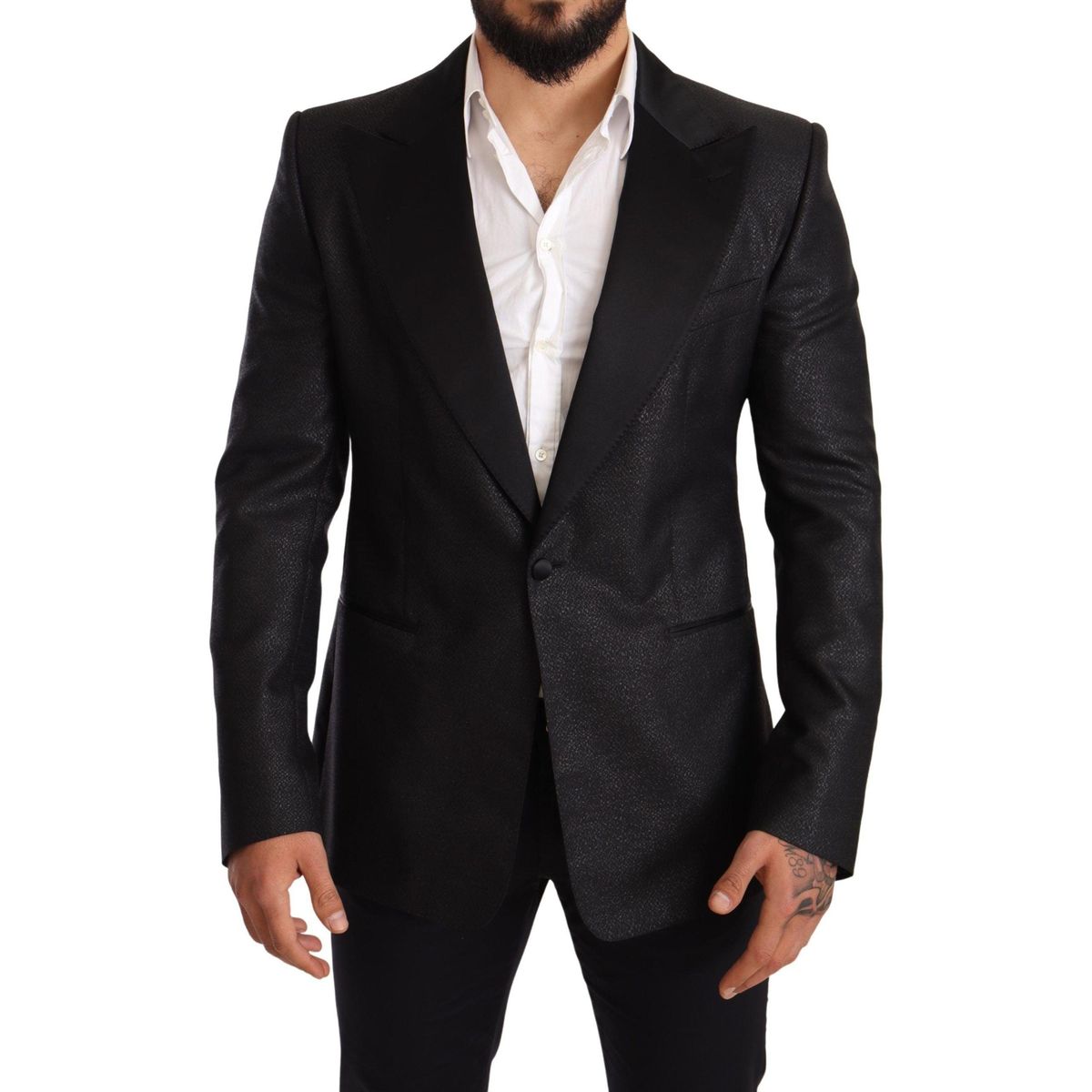 Dolce & Gabbana Elegant Black Metallic Slim Fit Blazer Jacket