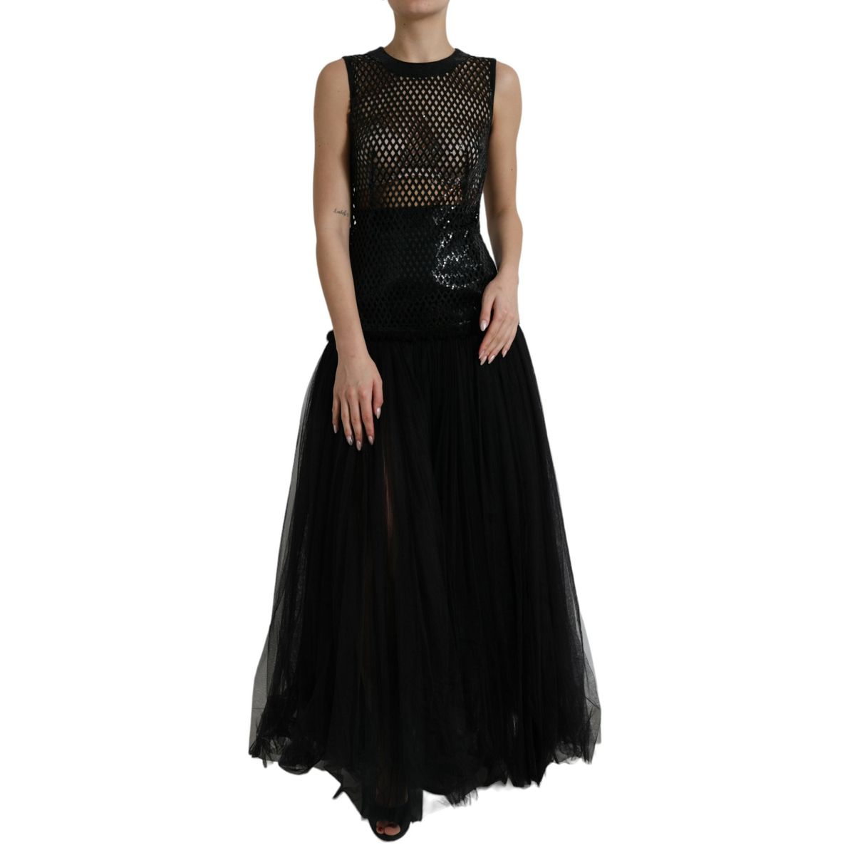 Dolce & Gabbana Elegant Black Sequined Evening Dress