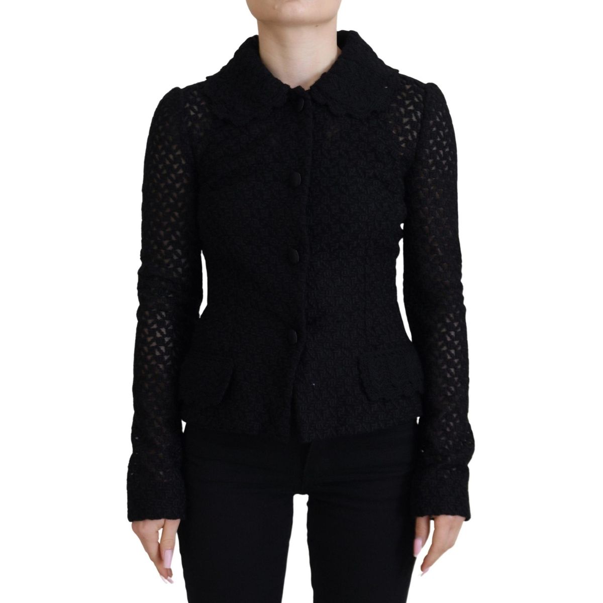 Dolce & Gabbana Elegant Black Wool Blend Button Down Jacket