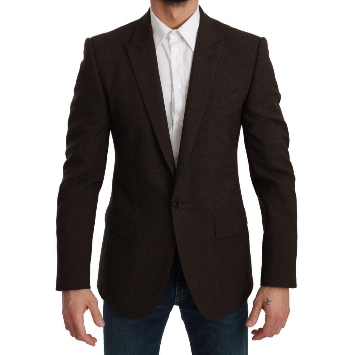 Dolce & Gabbana Elegant Brown Virgin Wool Martini Blazer