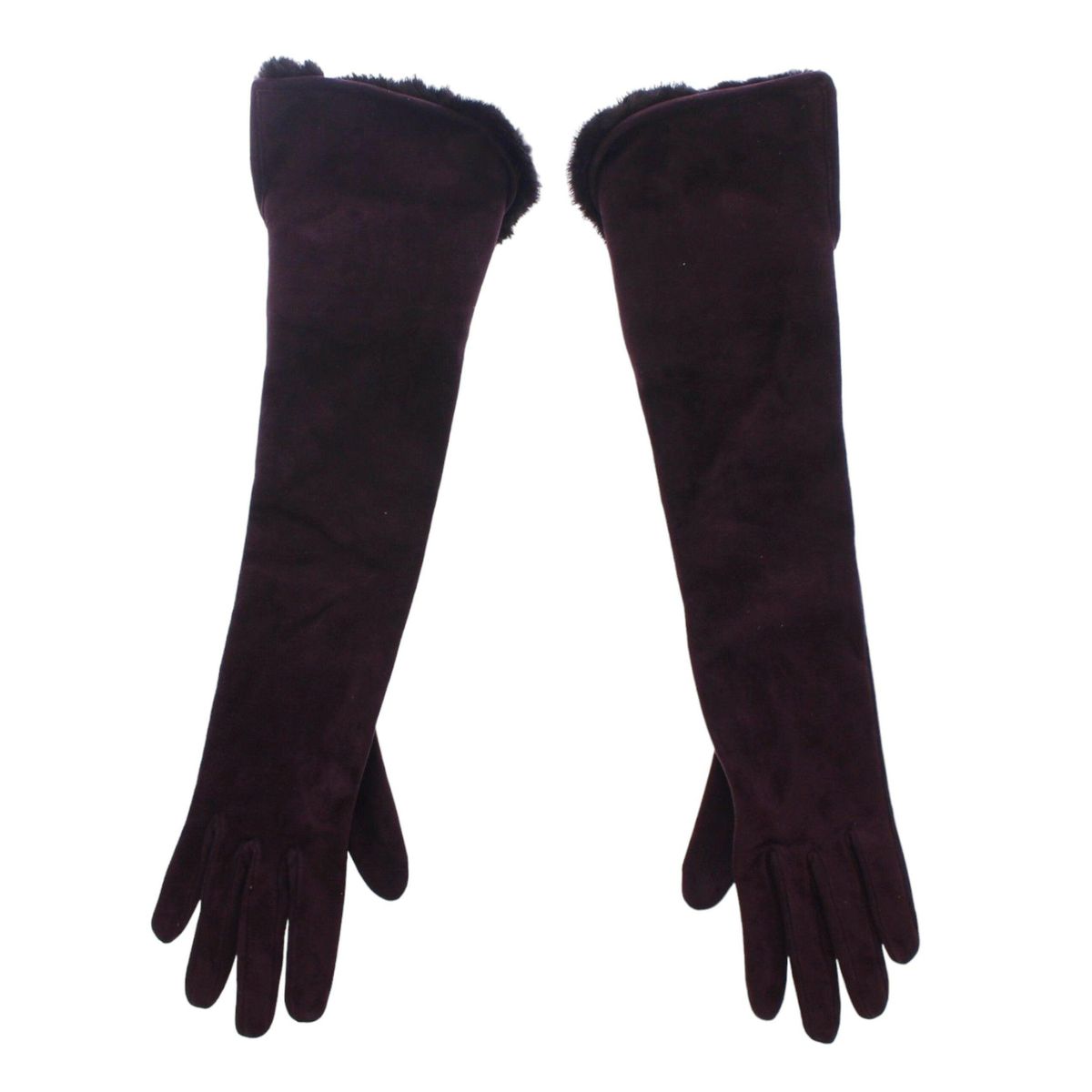 Dolce & Gabbana Elegant Elbow Length Purple Fur Gloves