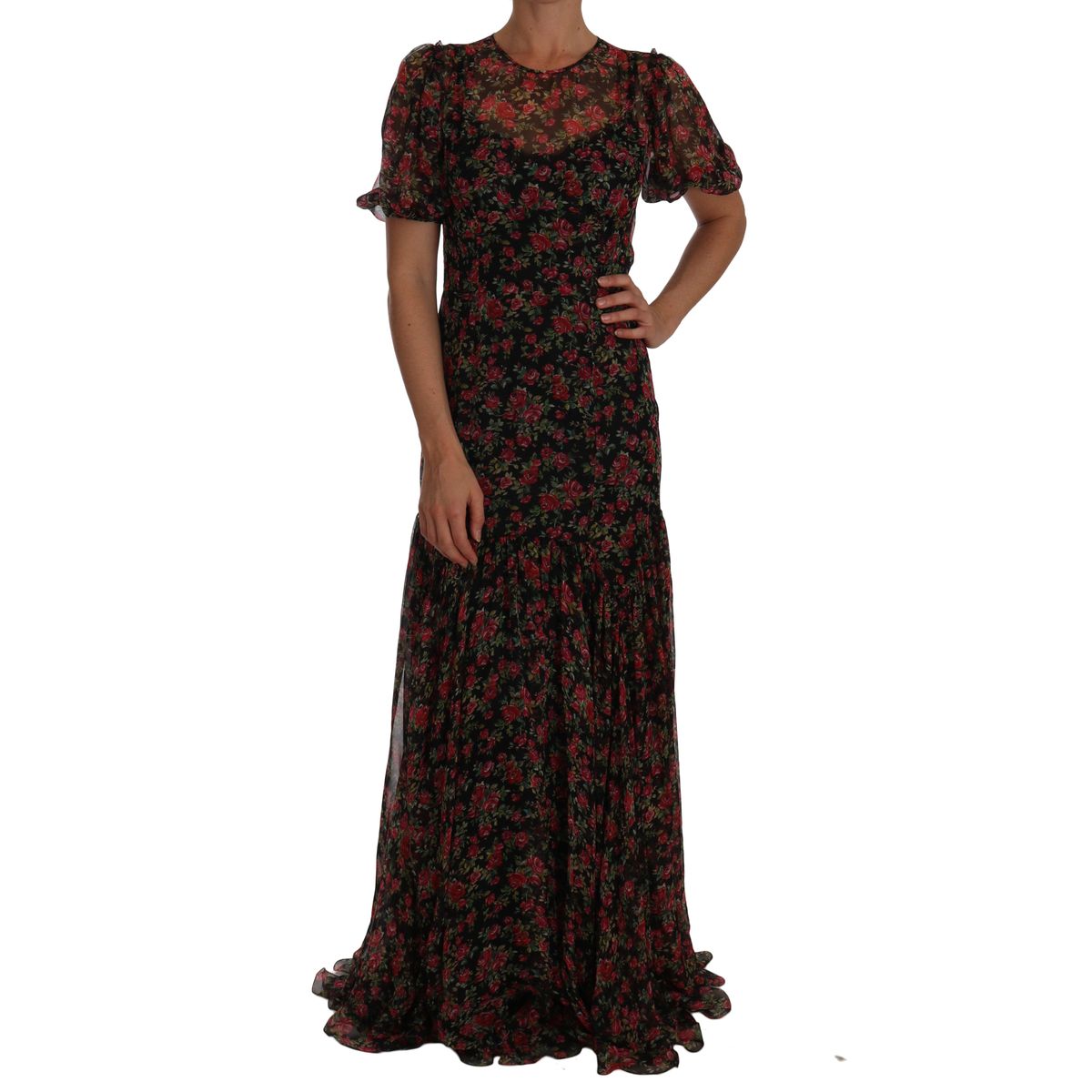 Dolce & Gabbana Elegant Floral A-Line Silk Dress